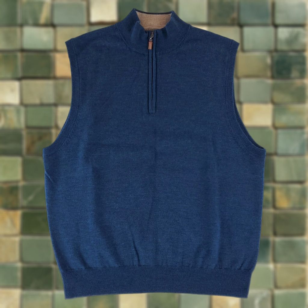 Peter Millar Peter Millar 100% Merino Wool 1/4 Zip Sweater Vest Blue Mens XL Size US XL / EU 56 / 4 - 1 Thumbnail