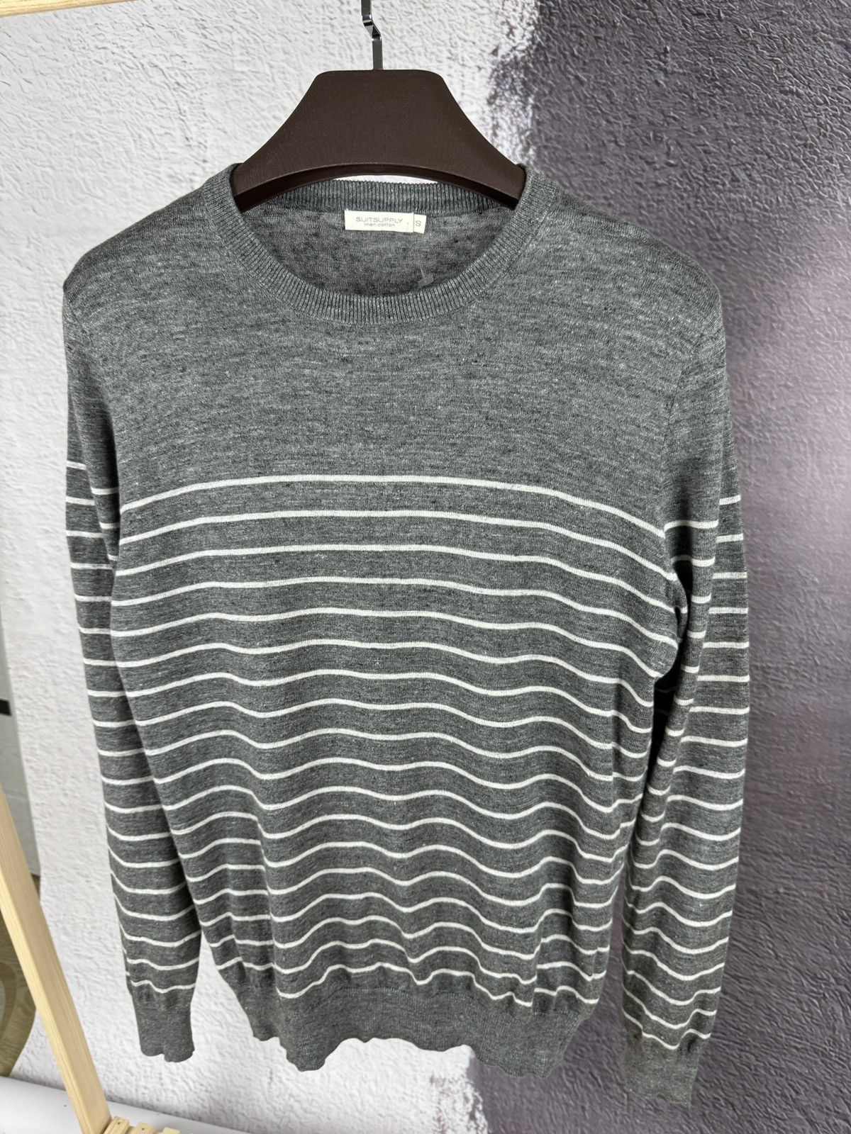 Suitsupply Suitsupply Linen cotton striped grey sweater size S Size US S / EU 44-46 / 1 - 2 Thumbnail