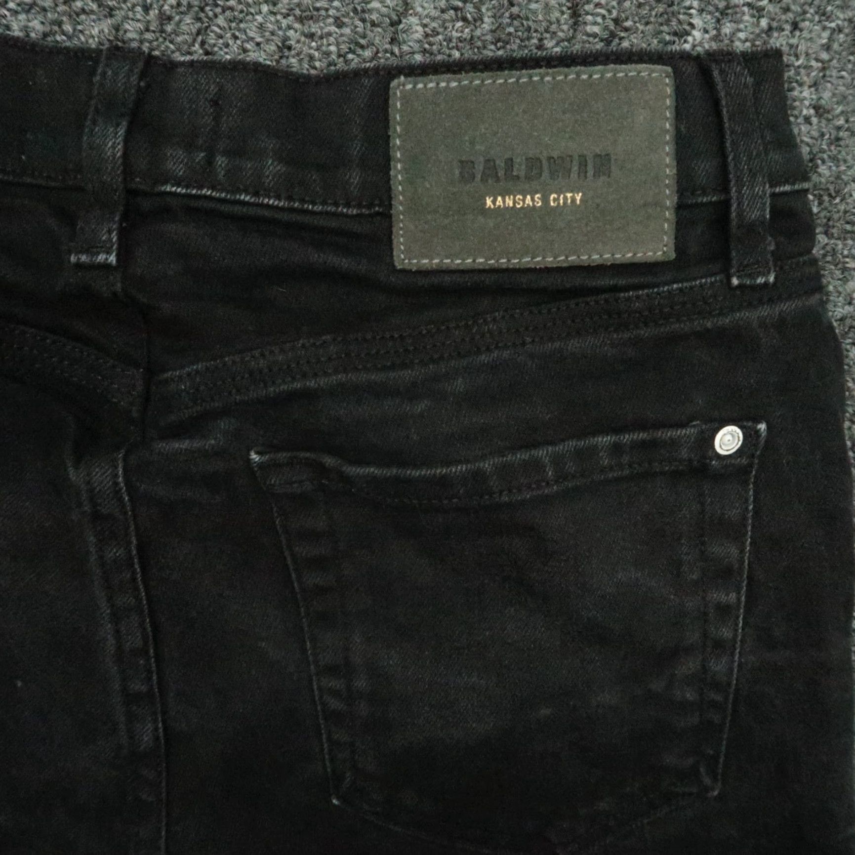 Vintage BALDWIN Jeans Men 30x32 Black Raw Slim Selvedge Straight 5 Pocket 10-Character Version? Size US 30 / EU 46 - 5 Thumbnail
