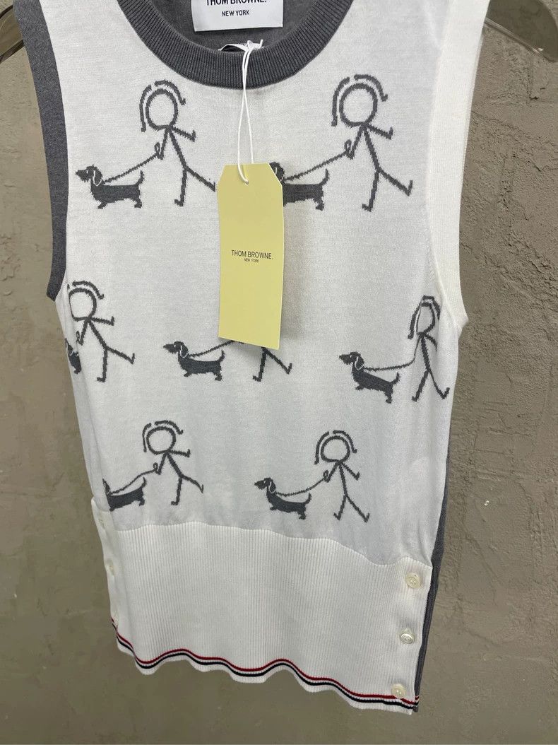 Thom Browne Thom browne White and gray stitching dog walking villain kn Size XS / US 0-2 / IT 36-38 - 4 Thumbnail