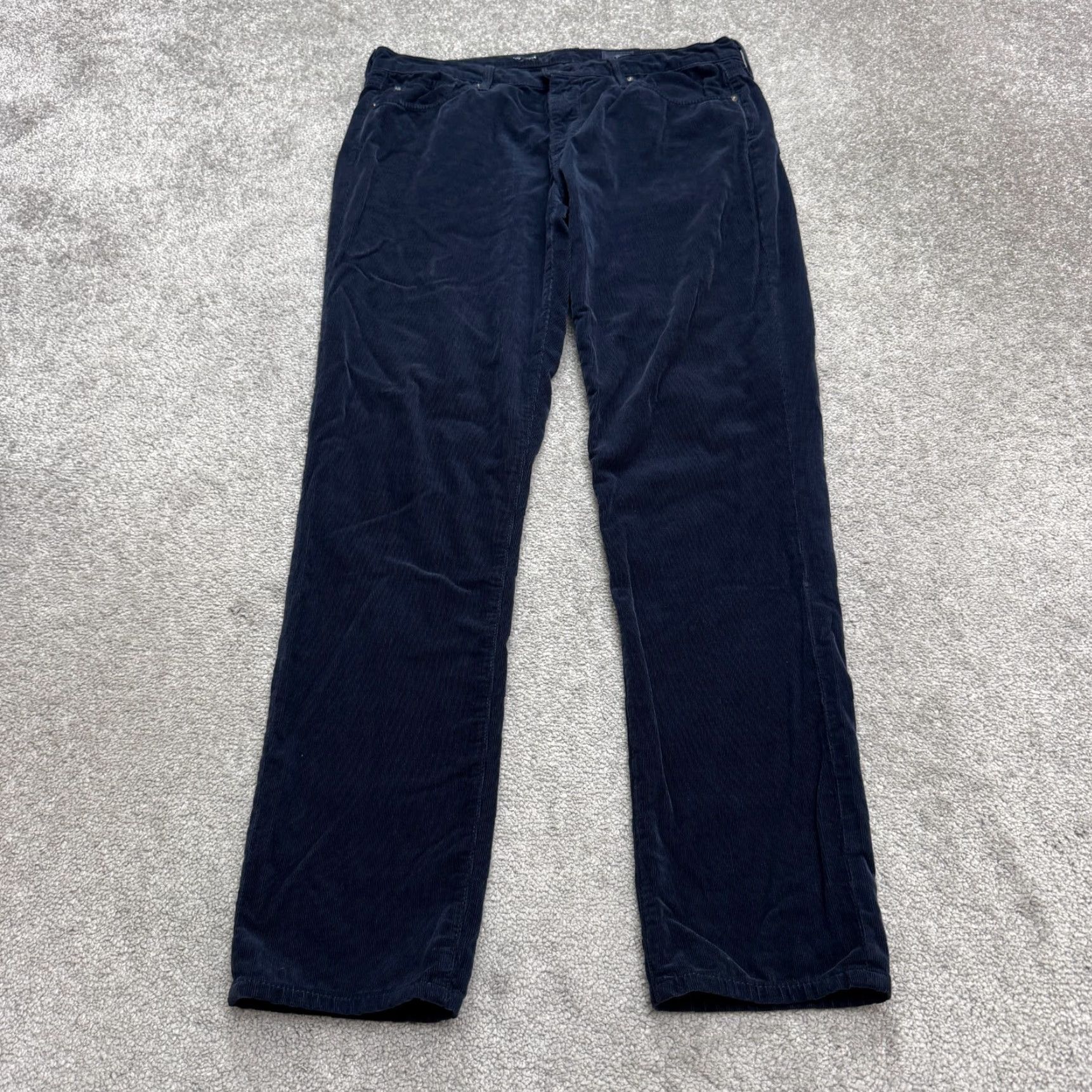 Vintage AG Adriano Goldschmied The Prima Cigarette Corduroy Pants Womens 30R Navy Blue Size 30" / US 8 / IT 44 - 2 Thumbnail