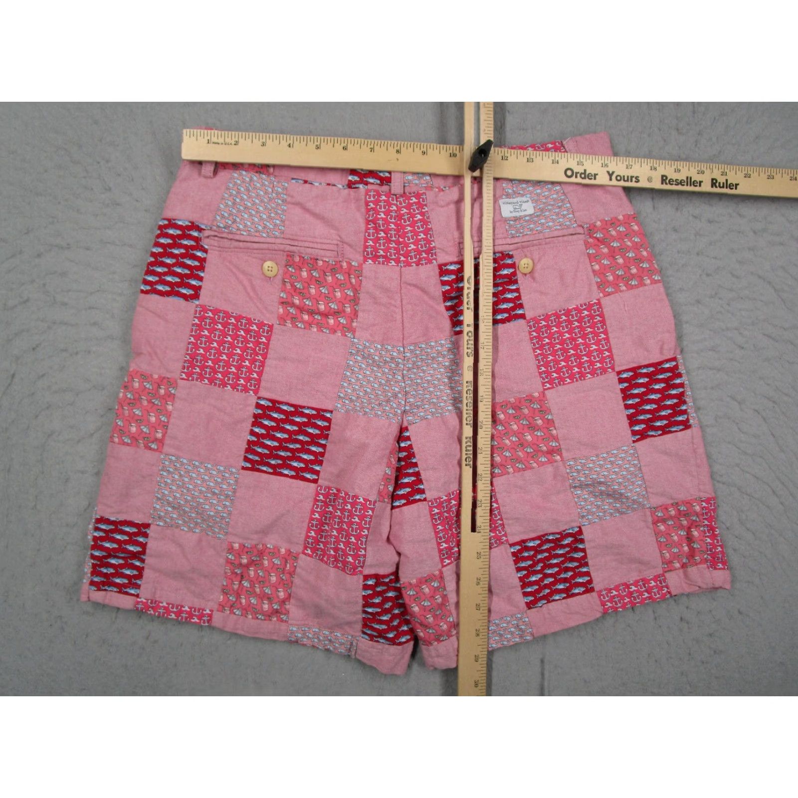 Vineyard Vines Vineyard Vines Shorts Mens 33 Pink Patchwork Madras Anchors Fish Whales Size US 33 - 5 Thumbnail