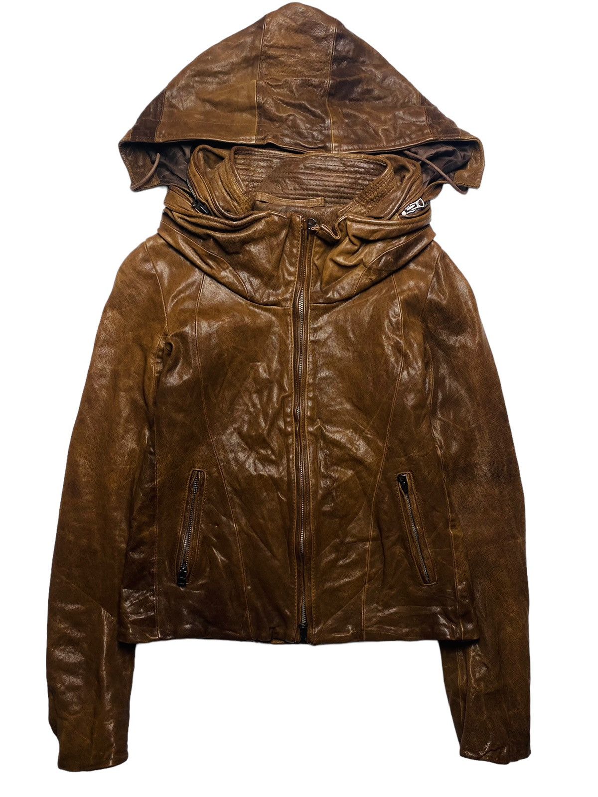 image of 14Th Addiction x Kmrii 2000S G.o.a - Bono Leather Jacket in Brown, Men's (Size Medium)