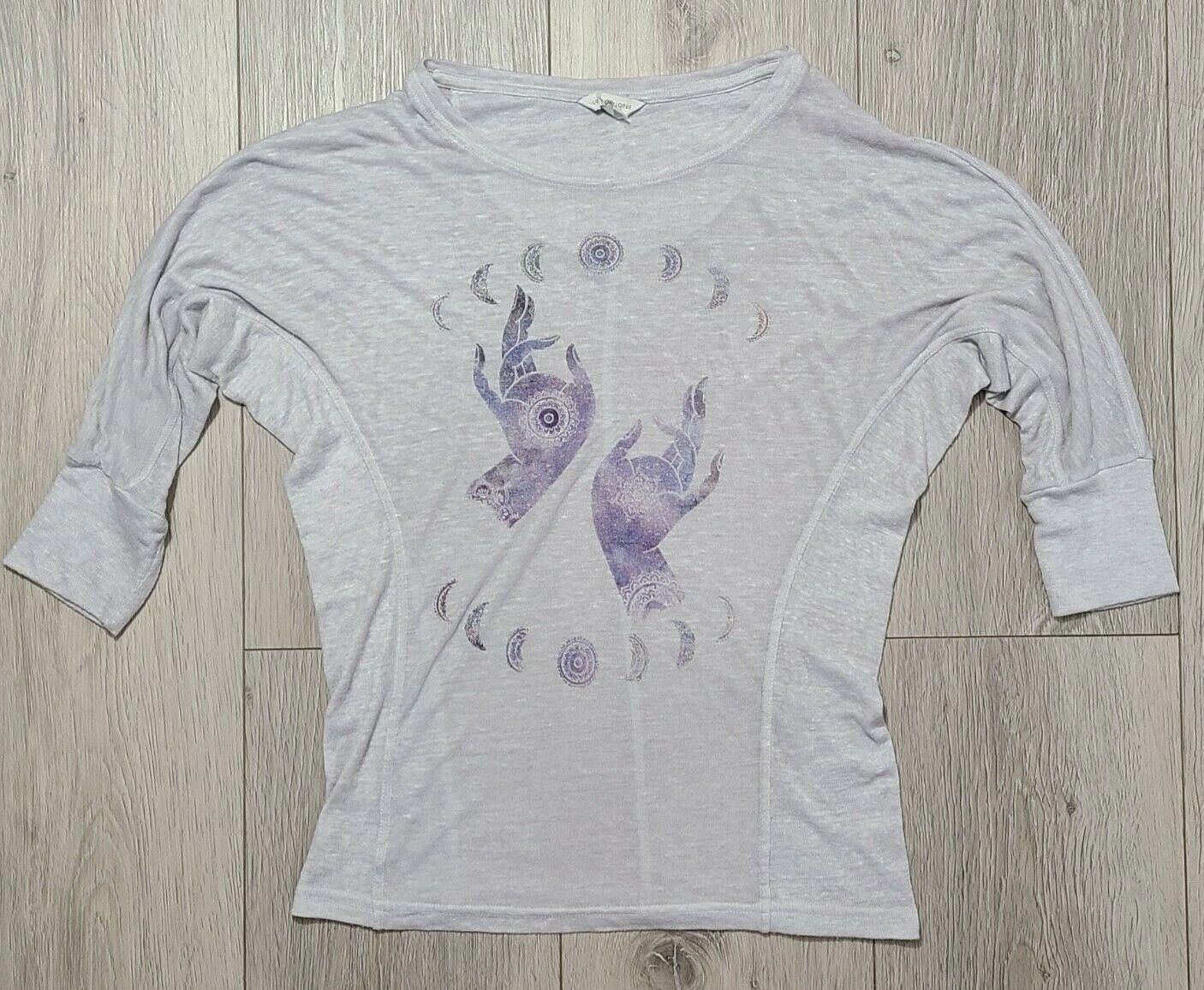 Lucky Brand Lucky Lotus Shirt Small 3/4 Sleeve Grey Yoga Size S / US 4 / IT 40 - 1 Thumbnail