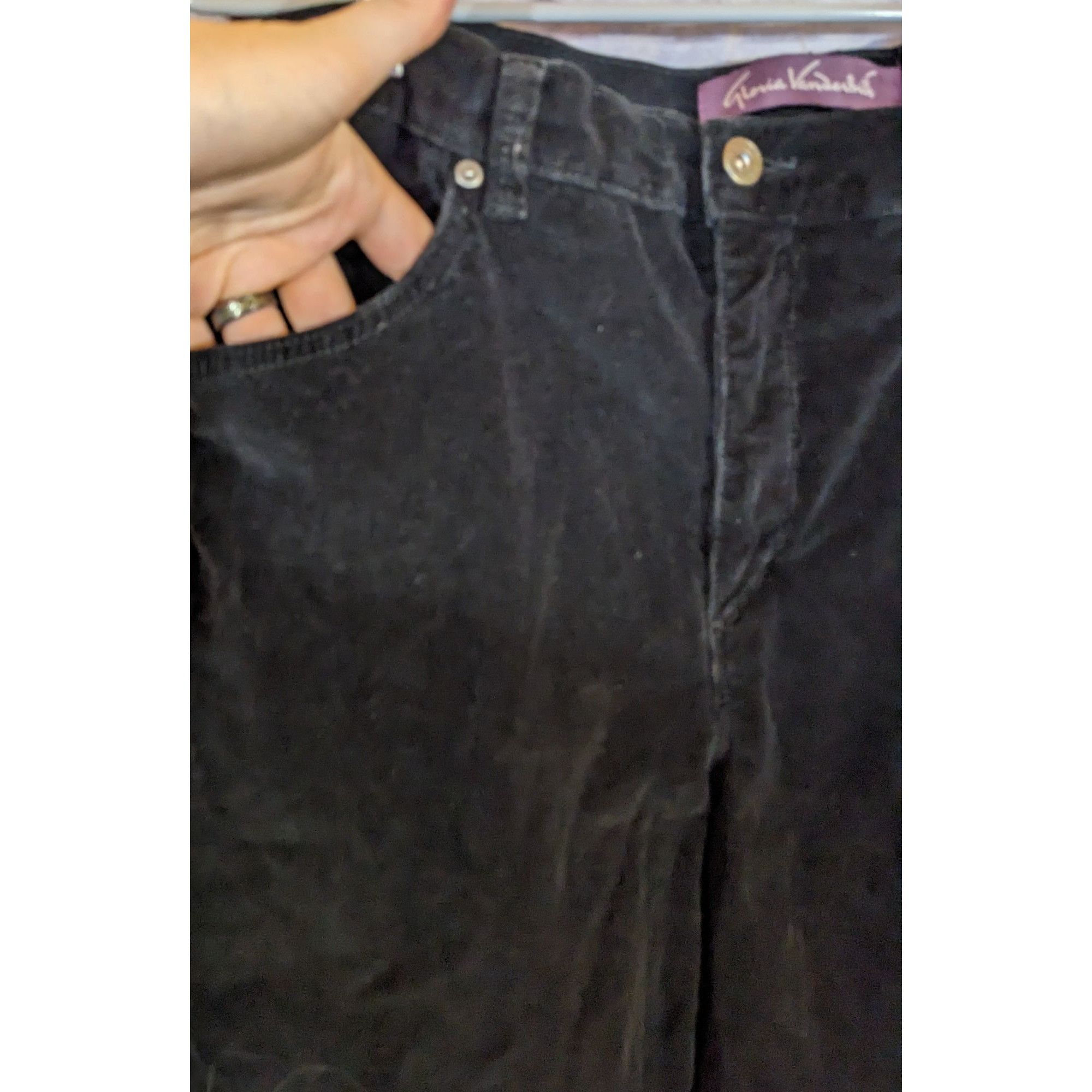 Gloria Vanderbilt Gloria Vanderbilt Black Corduroy Pants With Sparkly Pocket A Size 34" / US 12 / IT 48 - 4 Thumbnail