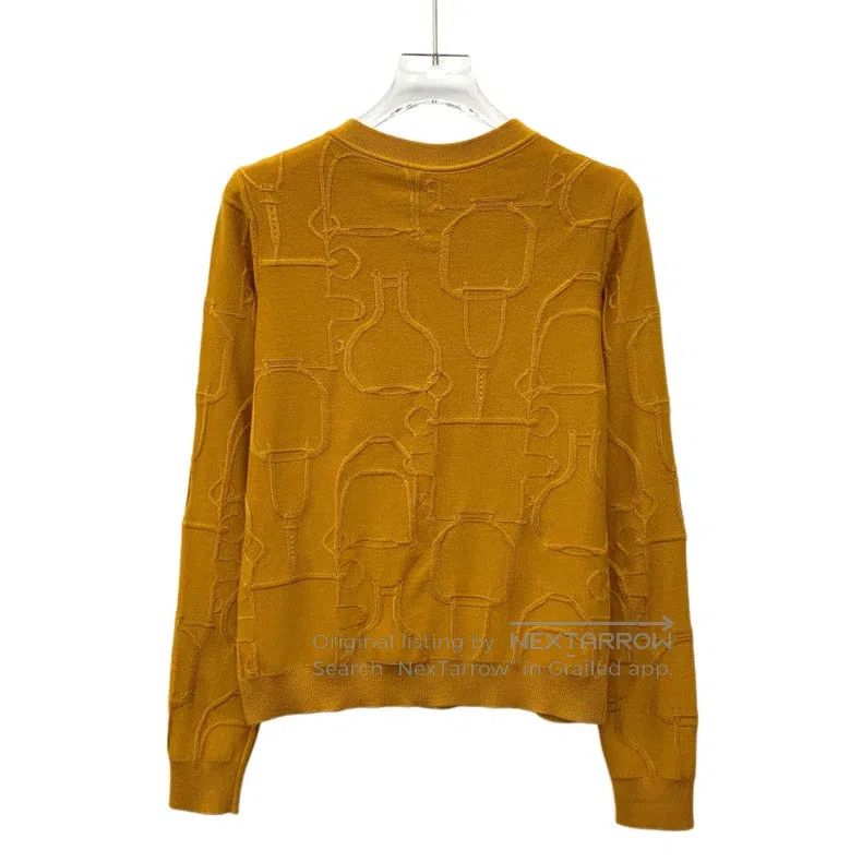 Hermes Hermes Orange stirrup buckle jacquard cashmere round-neck Size XS / US 0-2 / IT 36-38 - 2 Thumbnail