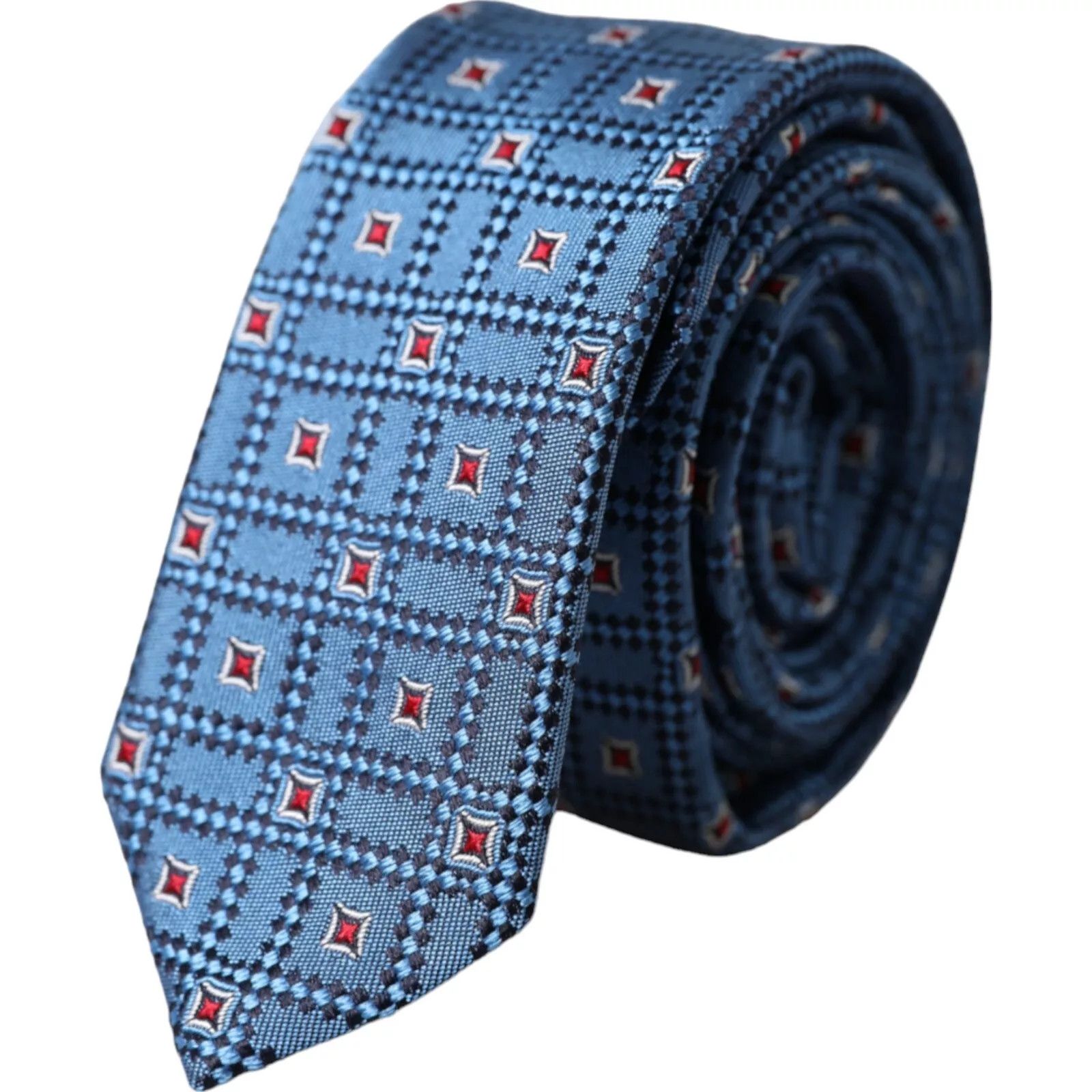 Dolce & Gabbana Blue Patterned 100% Silk Adjustable Men Men's Tie Size ONE SIZE - 1 Thumbnail