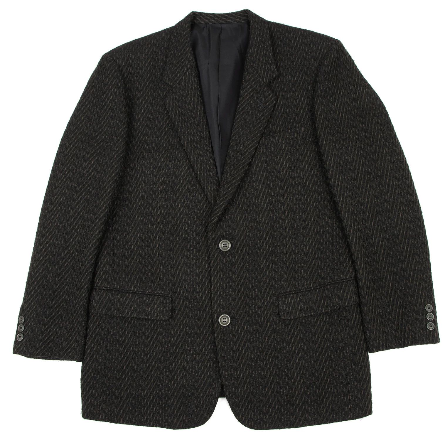 Issey Miyake Wool Patterned Jacket in Green and Black, Size L Size US L / EU 52-54 / 3 - 1 Thumbnail