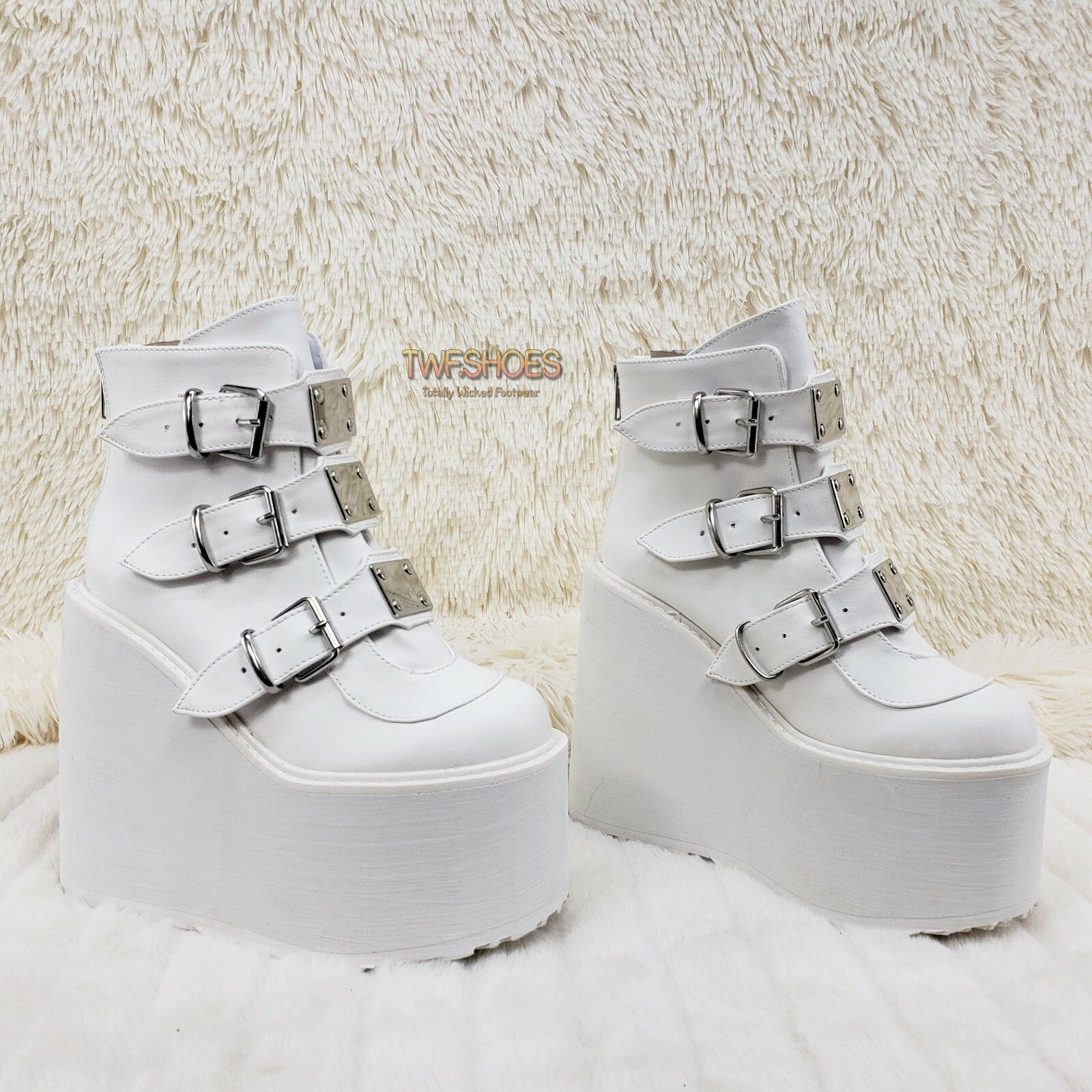 Demonia Cult DEMONIA Swing 105 White Matte Ankle Boot 5.5" Platform NY (U Size US 8 / IT 38 - 1 Thumbnail