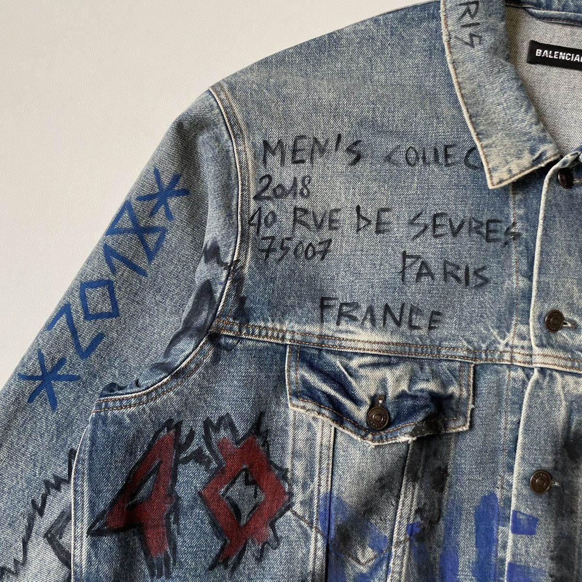 Balenciaga 2018 ‘Grafitti’ Denim Jacket Size US M / EU 48-50 / 2 - 3 Thumbnail