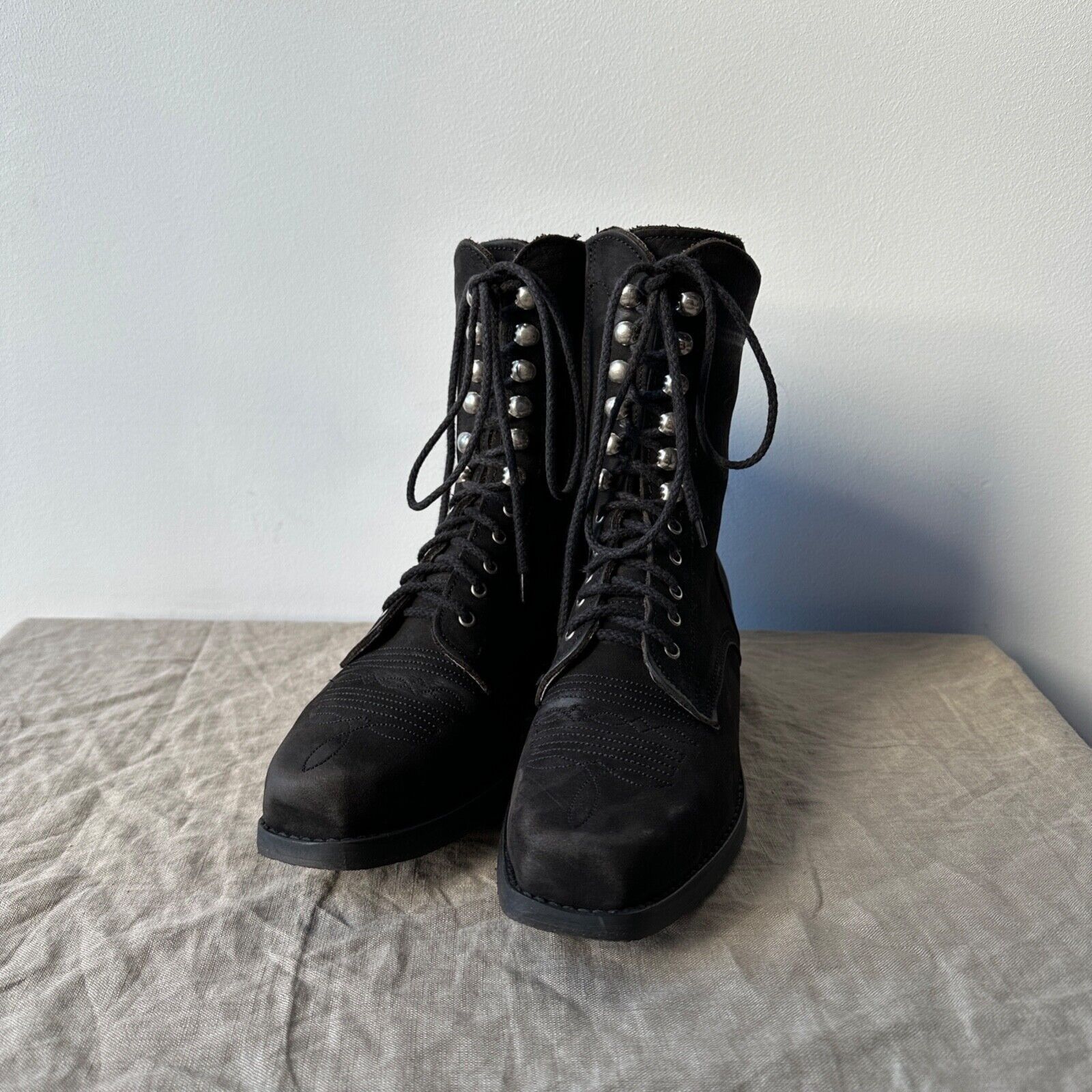 Vintage Western Cowgirl Real Leather Cowboy Embroidered Boots 8289AC Size US 5 / IT 35 - 2 Thumbnail