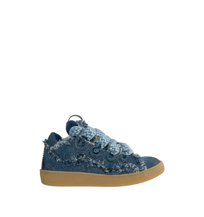 Lanvin o1h1sh11224 Curb Sneaker Denim in Denim Blue Size US 12 / EU 45 - 1 Thumbnail