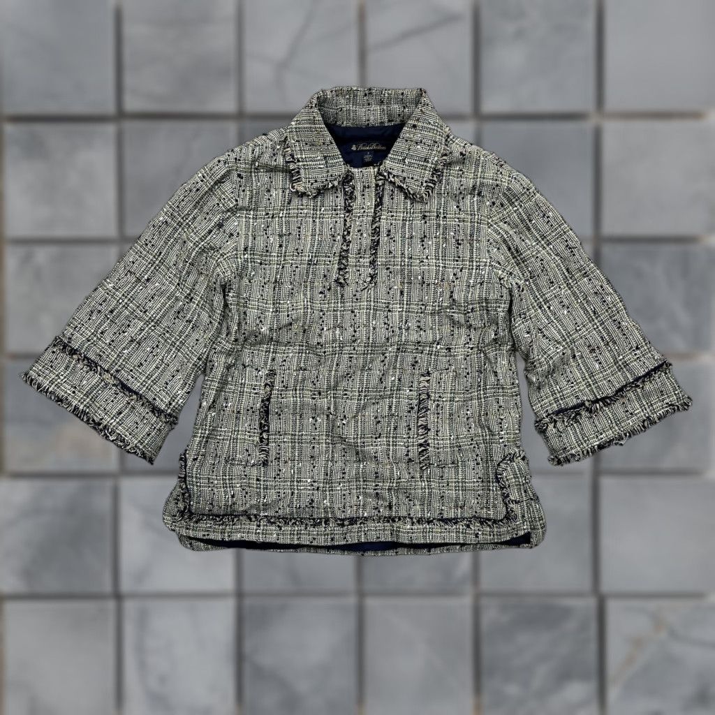 Brooks Brothers Brooks Brothers Jacket Top Blazer Womens 2 Green Tweed Boucle Fringe Lined Plaid Size XS / US 0-2 / IT 36-38 - 1 Thumbnail