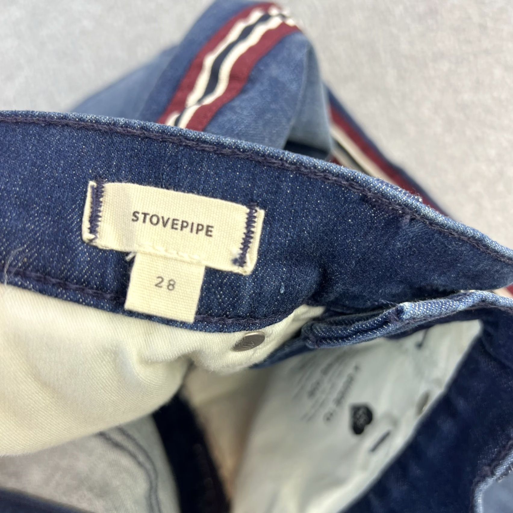 Madewell Madewell Jeans Womens 28 Blue Stovepipe High Rise Stripe Side Straight Leg Denim Size 28" / US 6 / IT 42 - 6 Thumbnail