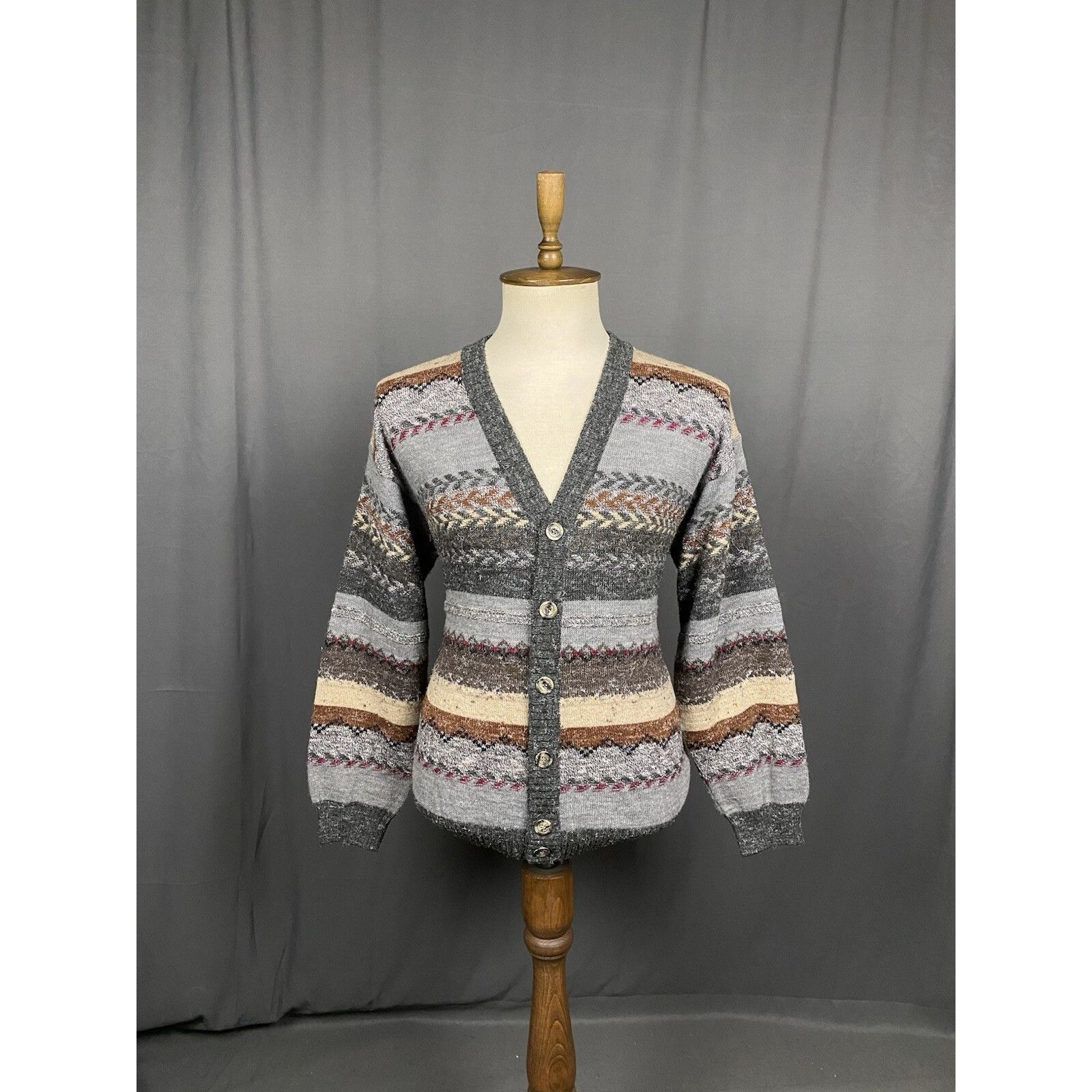 Missoni Missoni Men's Gray Multicolor Wool Striped Cardigan Sweater Size US L / EU 52-54 / 3 - 3 Thumbnail