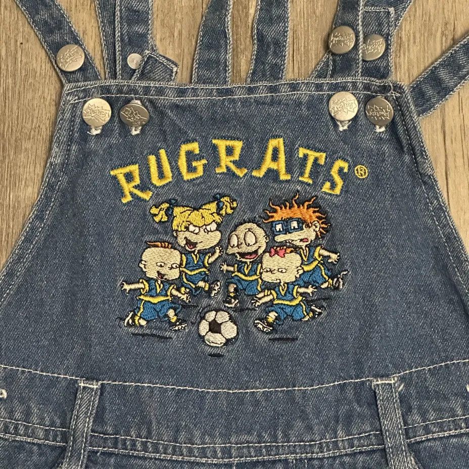 Nickelodeon Vintage 90s Nickelodeon Rugrats Soccer Denim Overalls Size 28" / US 6 / IT 42 - 3 Thumbnail