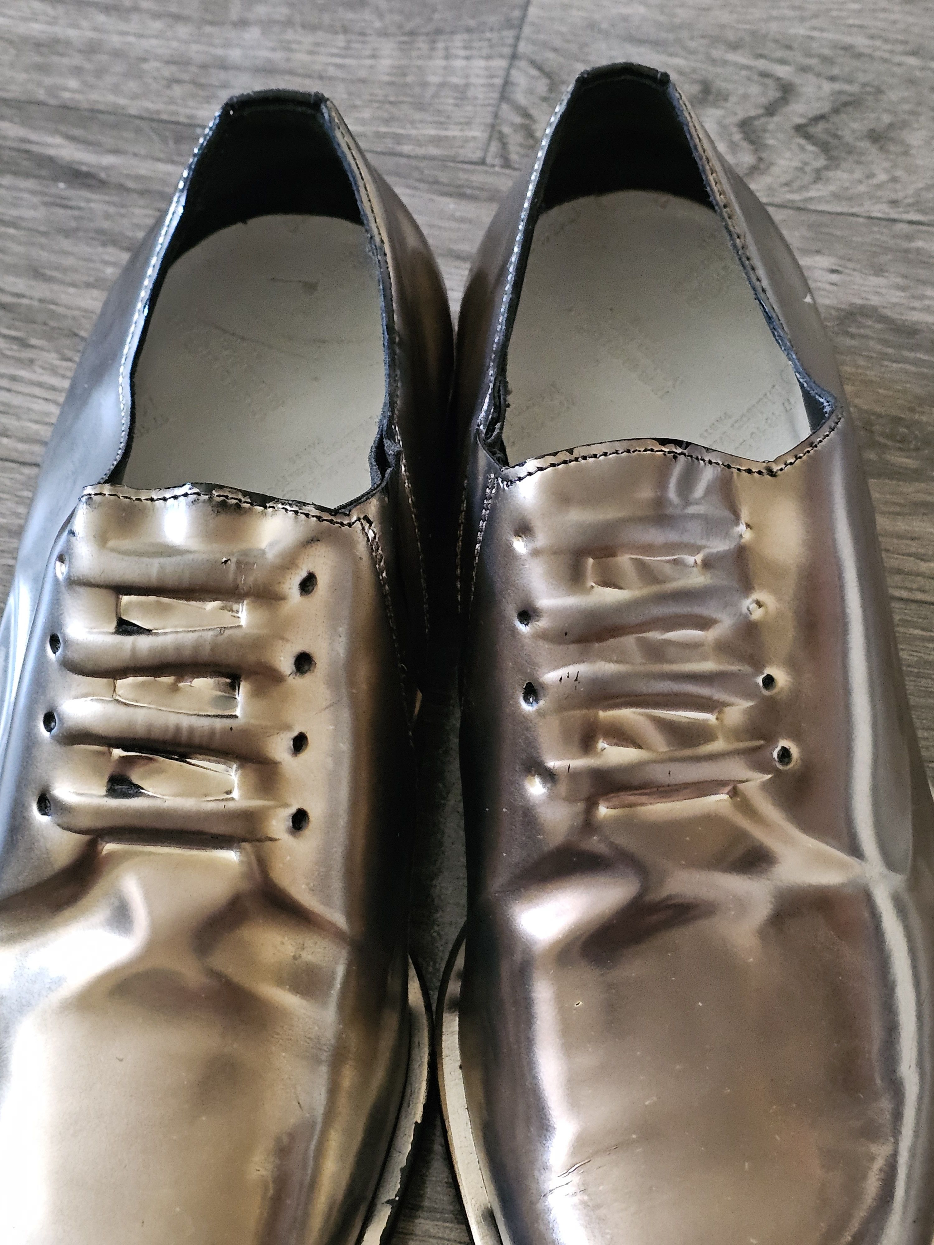Maison Margiela Metallic Gold Leather Oxford Shoes Size 40 Size US 8 / EU 41 - 10 Thumbnail