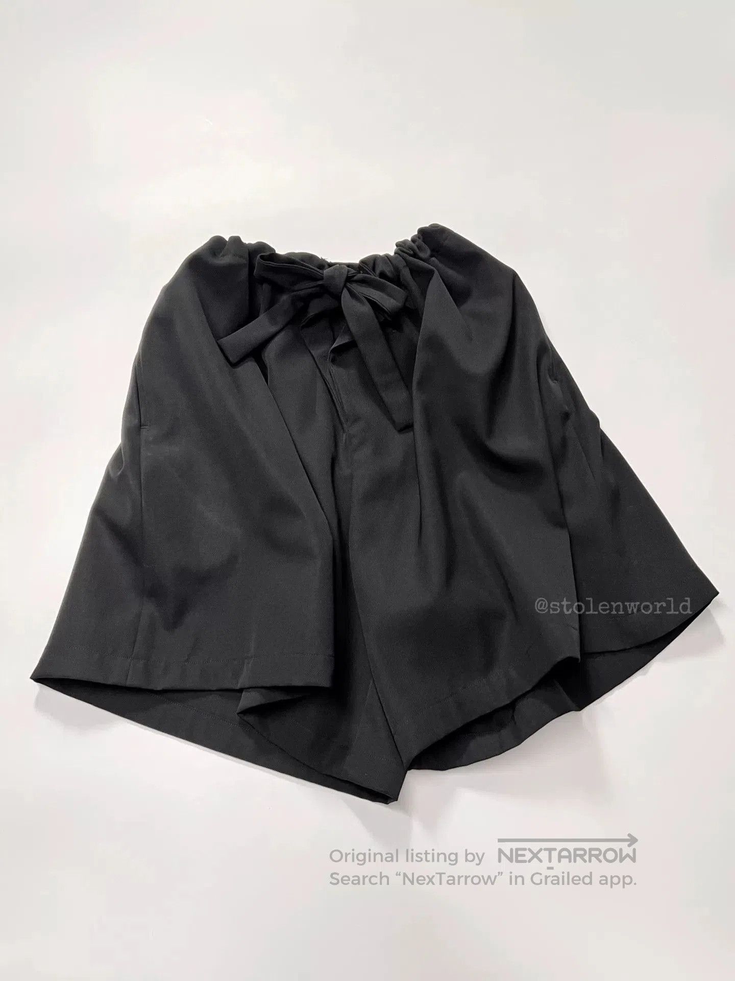 Yohji Yamamoto Yohji Yamamoto Black Tie Waist Shorts. Size 23" - 5 Thumbnail