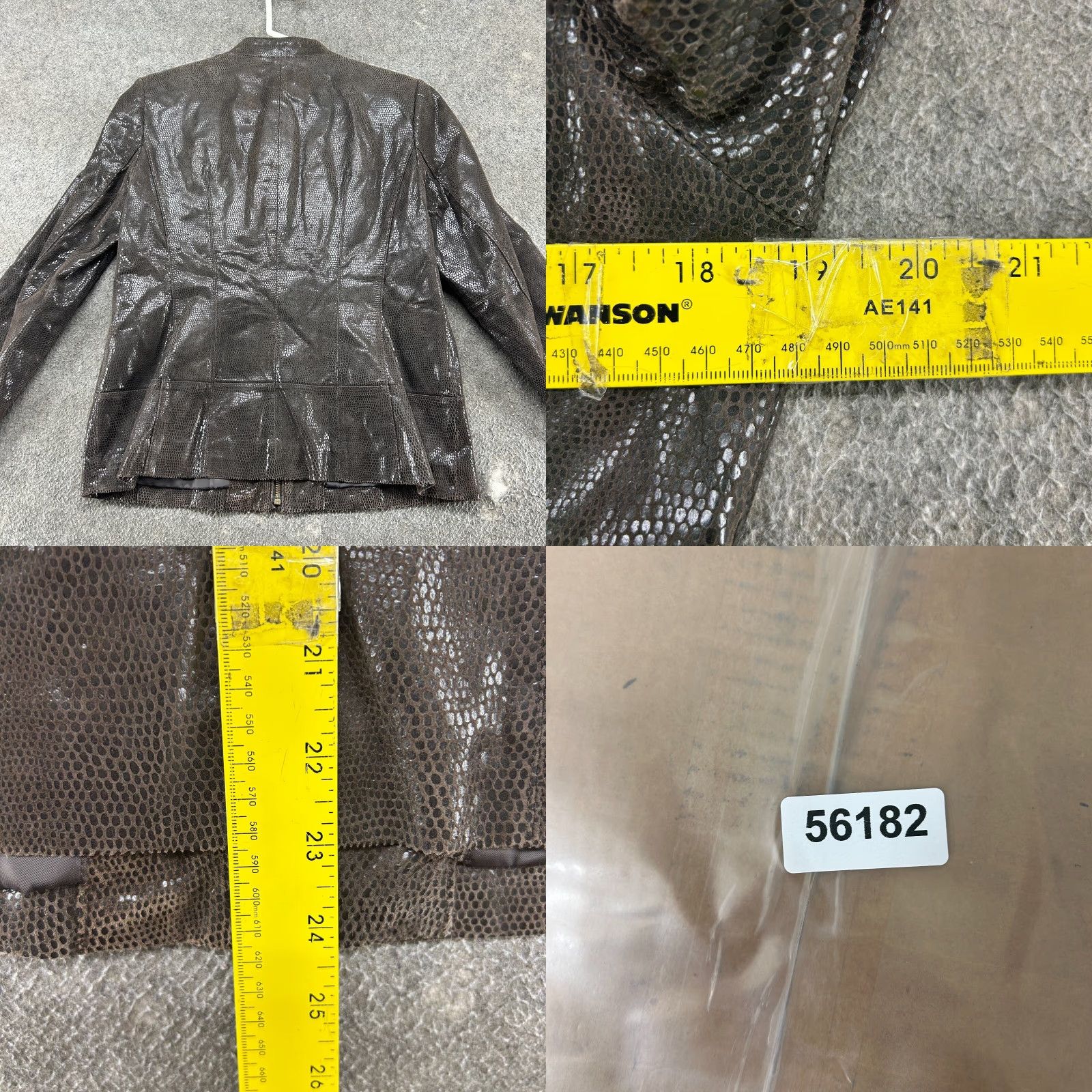 Alfani VINTAGE Alfani Jacket Womens M Brown Snakeskin Style Genuine Leather Biker Y2K Size M / US 6-8 / IT 42-44 - 8 Thumbnail