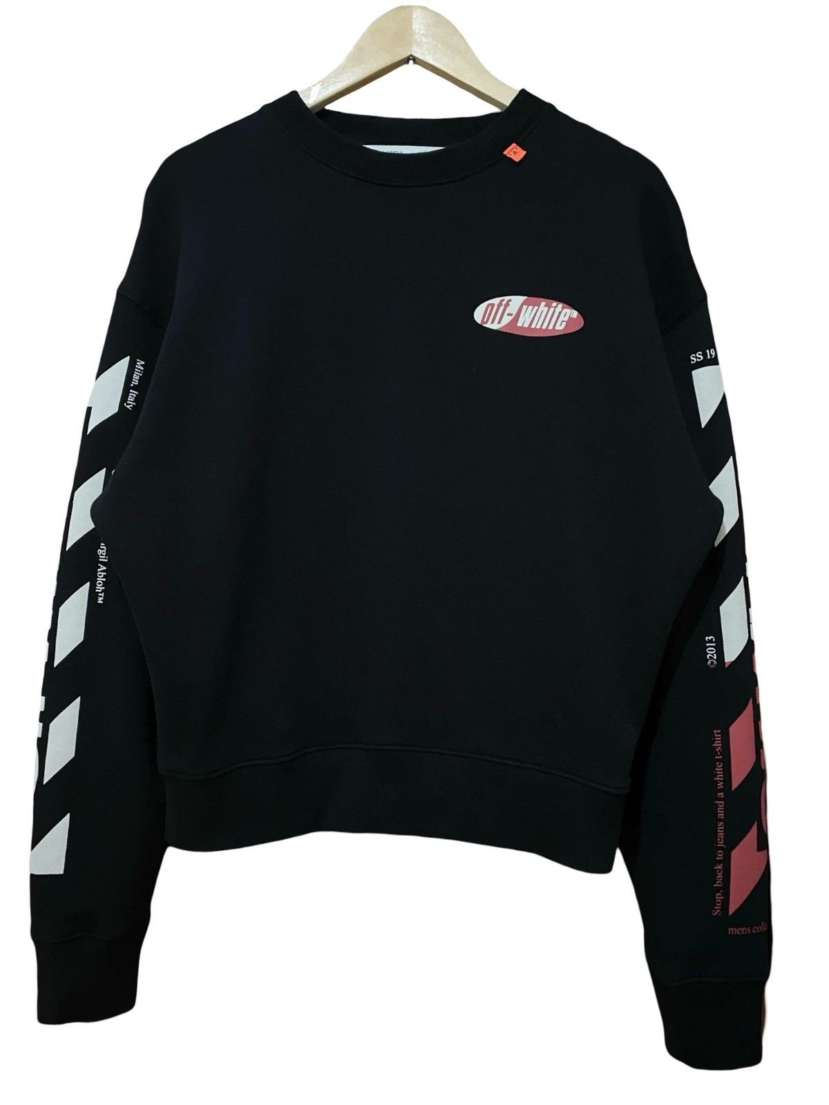 Off-White 19SS DIAG SPLT LOGO OVER CREWNECK SWATSHIRT Size US XS / EU 42 / 0 - 1 Thumbnail
