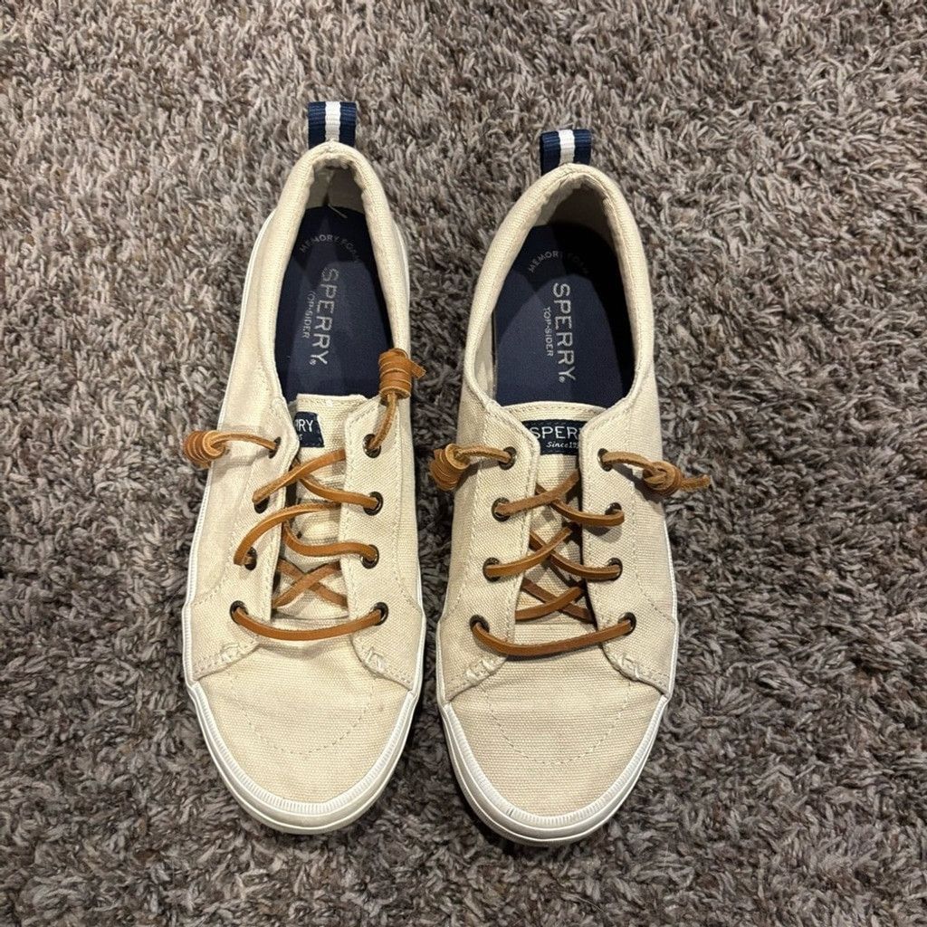 Sperry Sperry Beige Canvas Shoes with Tan Laces Size US 8.5 / IT 38.5 - 1 Thumbnail