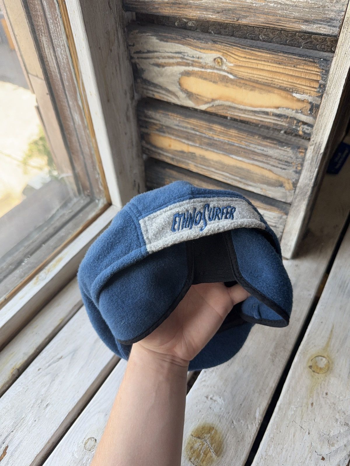 Designer × Vintage Ethnosurfer Fleece Flat Cap Made in Italy – Blue Size 57 Size ONE SIZE - 7 Thumbnail
