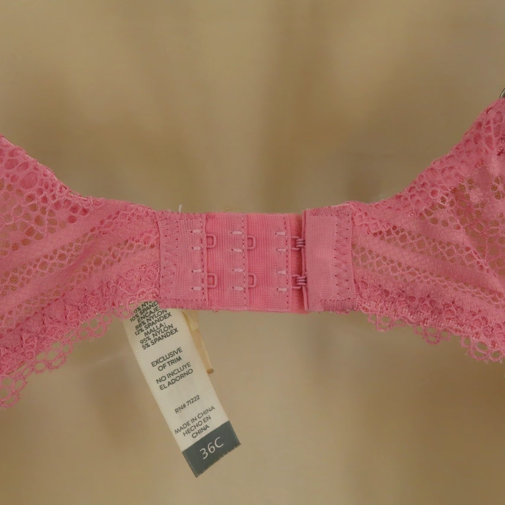 Lucky Brand Lucky Brand Bra 36C Pink White Floral Lace Underwire Lined Womens Size ONE SIZE - 6 Thumbnail