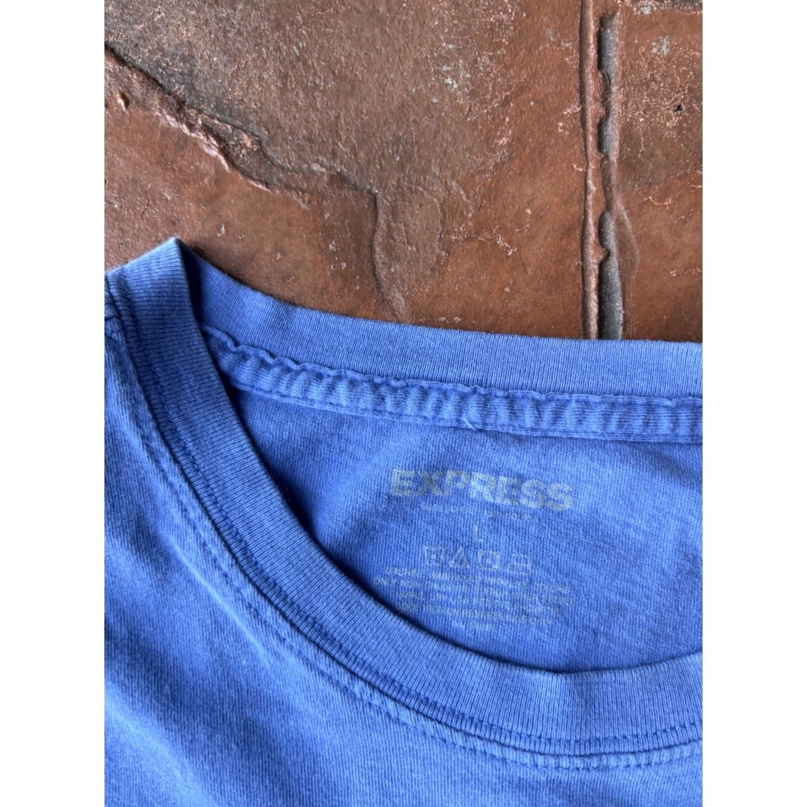 Express VINTAGE Express T-Shirt Large Grunge Skull Wings Cyber 90s 2000s Skulls Mens Shirt Blue Cotton Crew Neck Short Sleeve Size US L / EU 52-54 / 3 - 2 Thumbnail