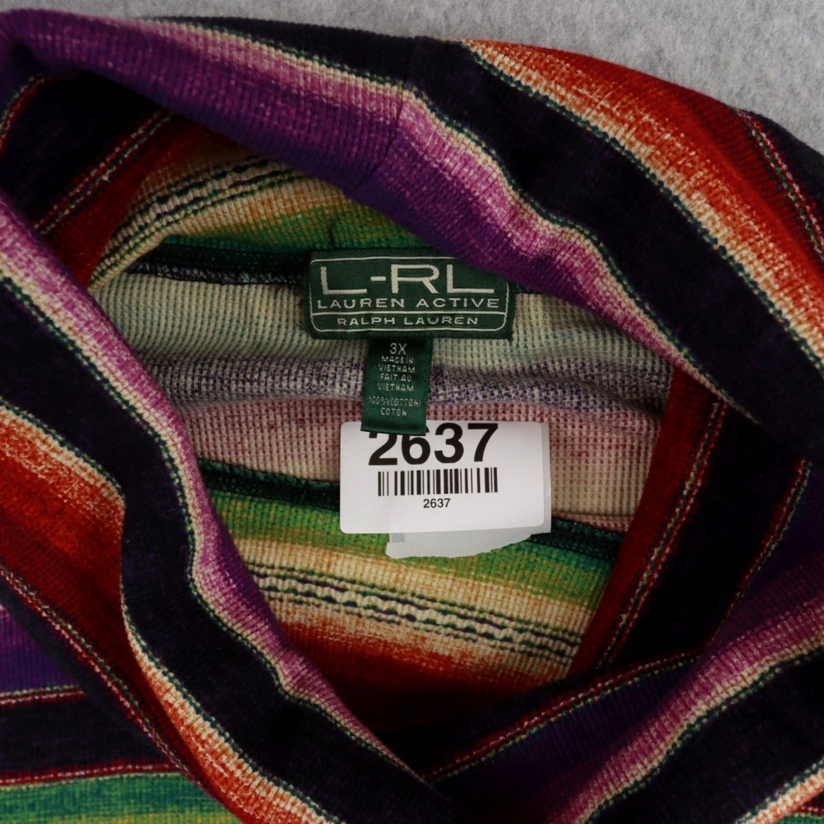 Vintage LRL Lauren Active Womens 3X Cowl Neck Pullover Thermal Aztec Striped Sweater Size XXL / US 16-18 / IT 52-54 - 4 Thumbnail
