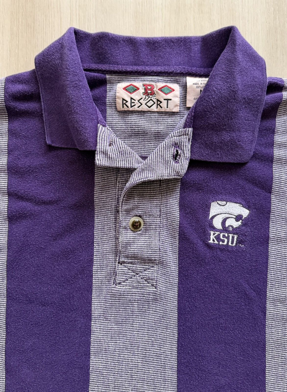 Vintage Vintage 90s Kansas Wildcats Striped Polo Sz M Size US M / EU 48-50 / 2 - 2 Thumbnail