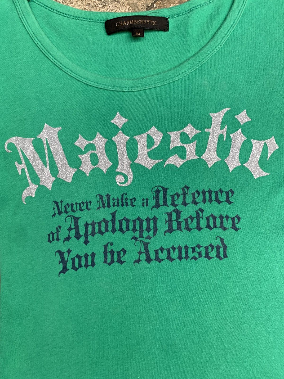 Japanese Brand y2k Charmberrytic Japan Green Goth Font Poem Graphic Top Size M / US 6-8 / IT 42-44 - 3 Thumbnail