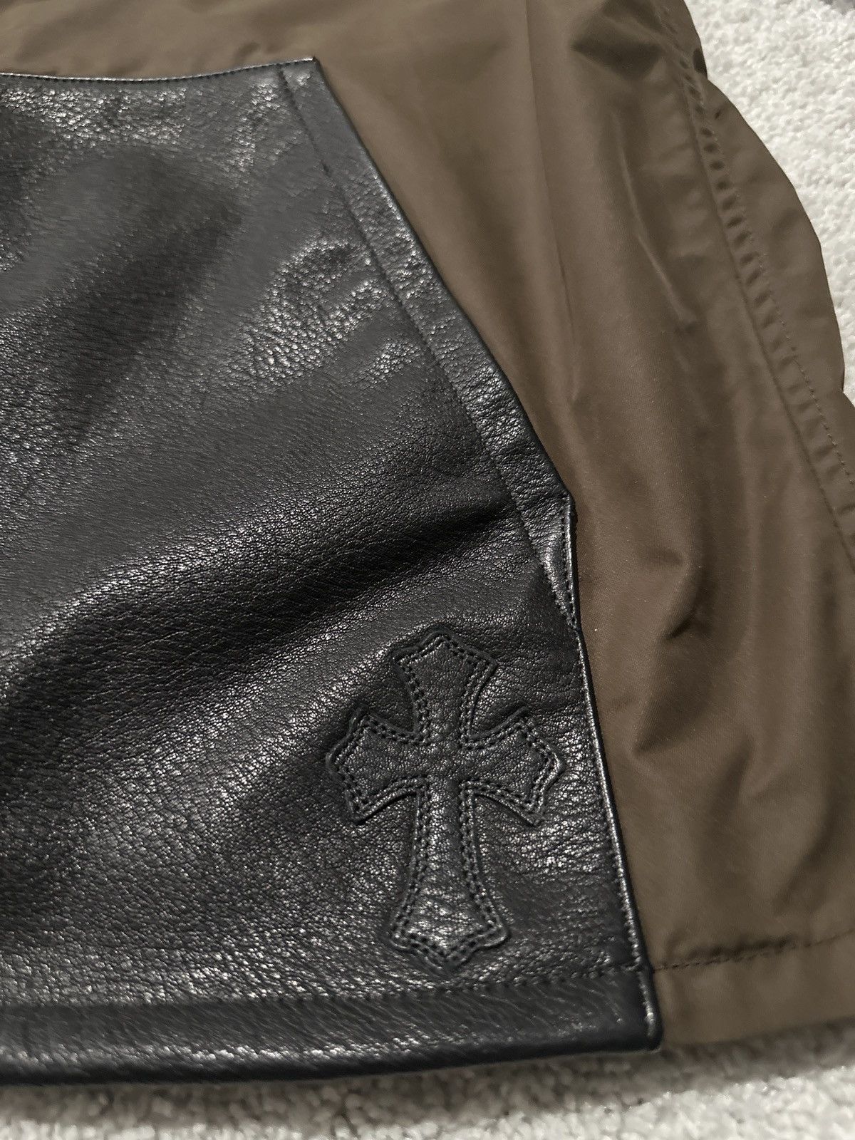 Chrome Hearts Chrome Hearts Brown Nylon Leather Zip Shirt Jacket Size US XL / EU 56 / 4 - 4 Thumbnail