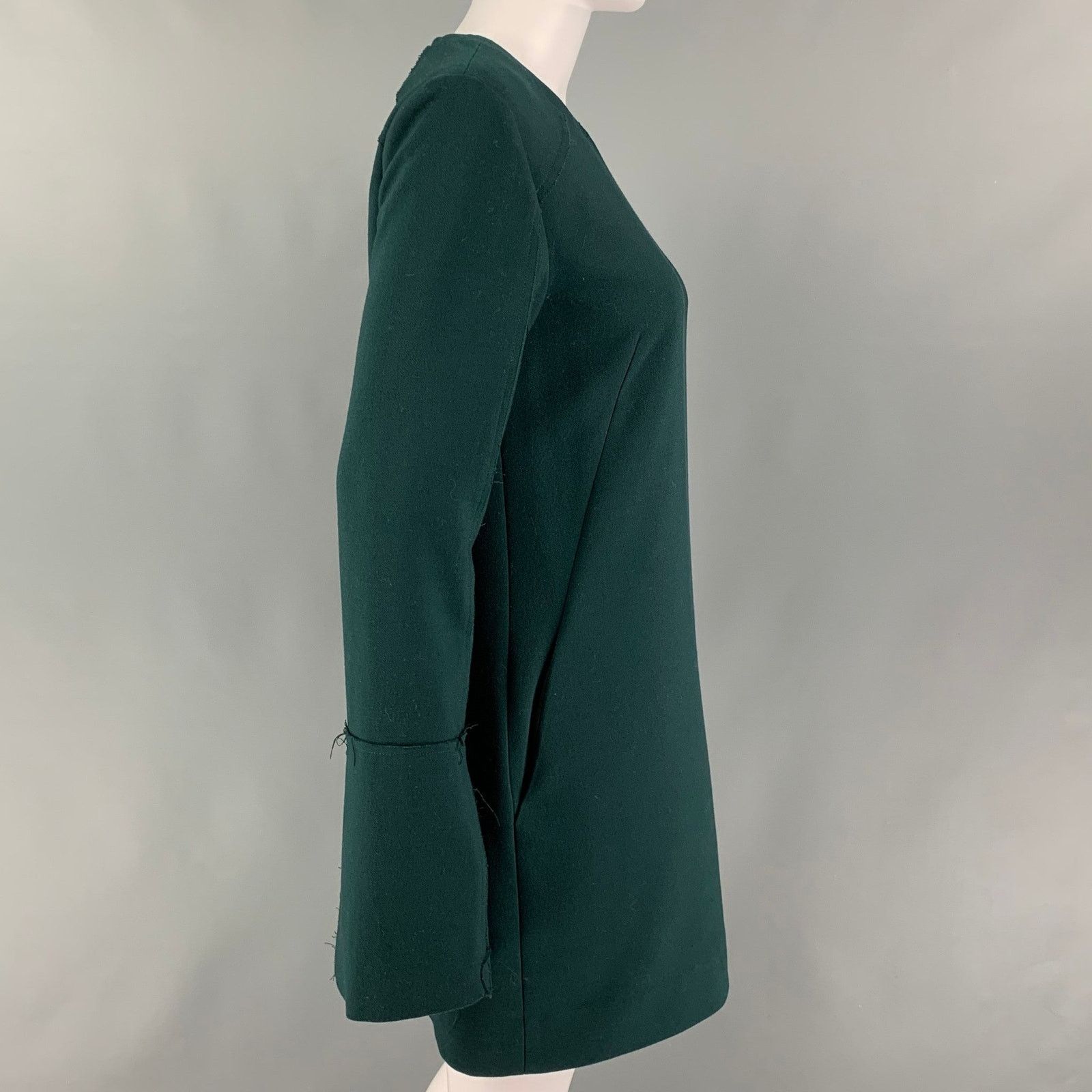 Size 2 Dark Green Polyester Blend Long Sleeve Dress