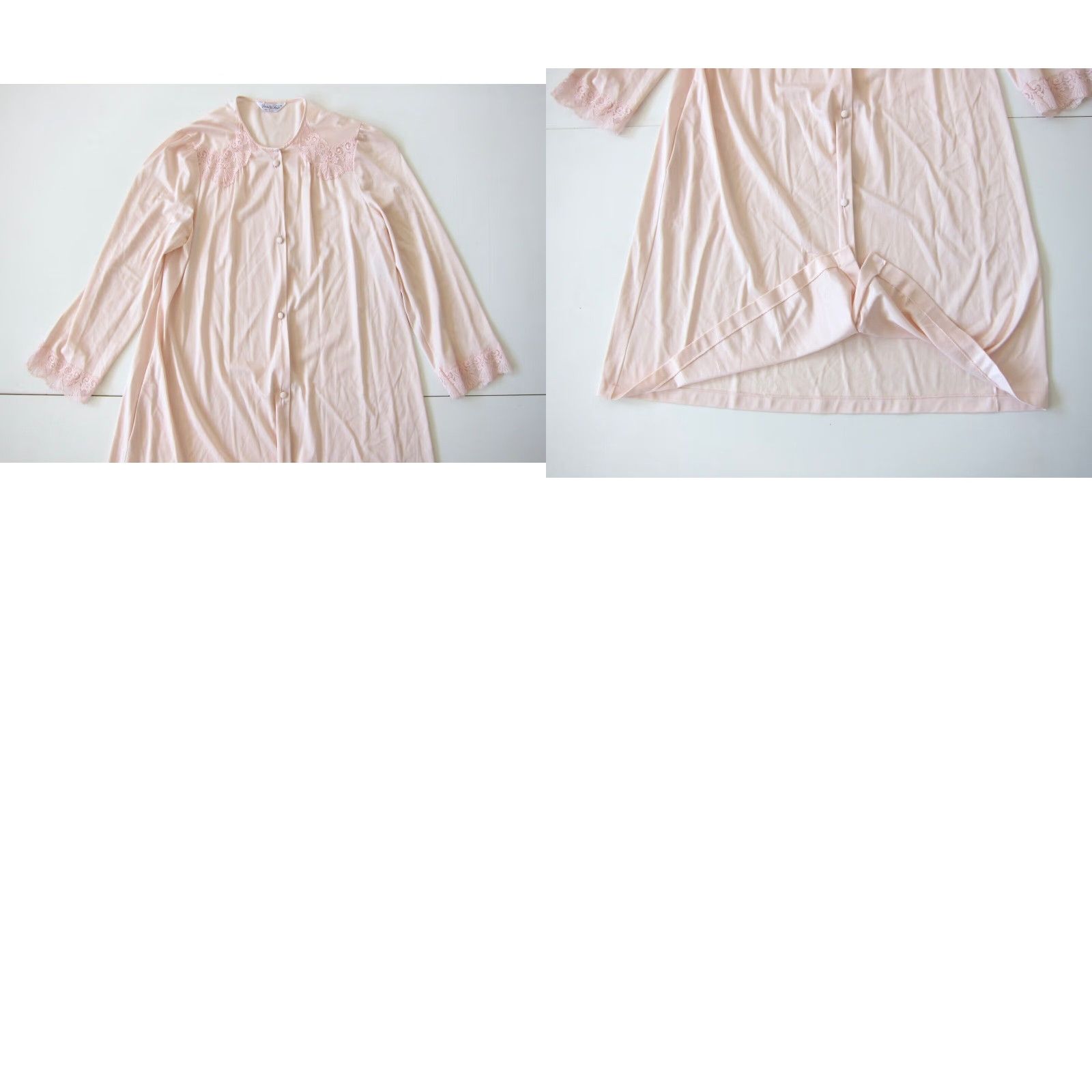 Vintage VINTAGE Vanity Fair Gown Womens Small Soft Pink Nylon Lace Button Down Long Sleeve Nightgown Size S / US 4 / IT 40 - 8 Thumbnail