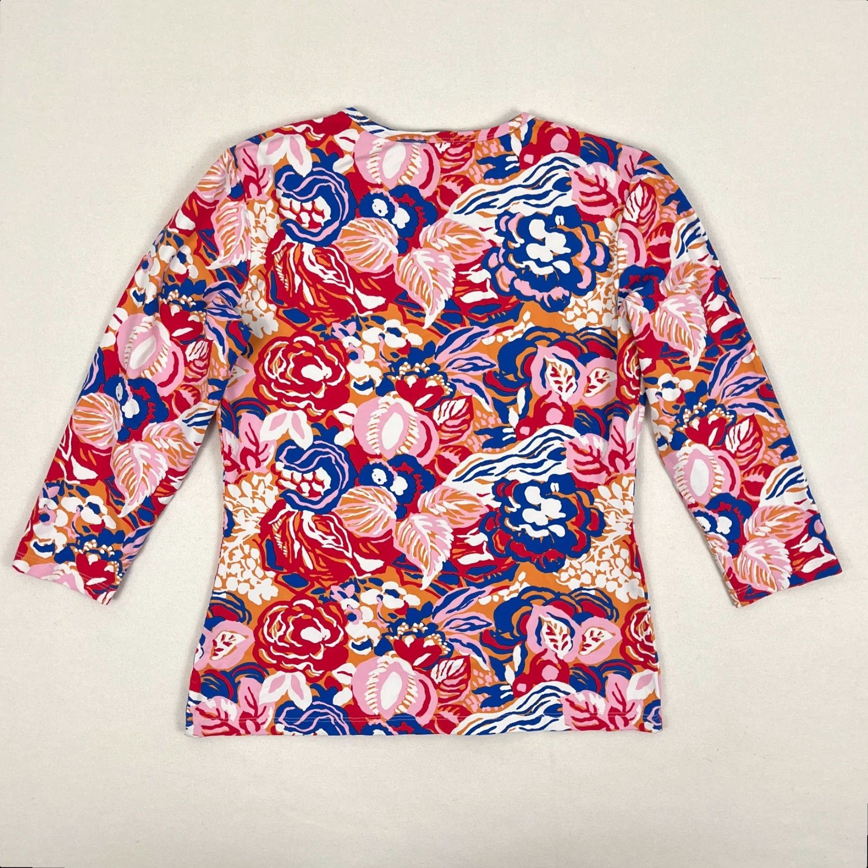 J.McLaughlin J. McLaughlin Blouse Womens S Floral Colorful Loud Bold Stretch 3/4 Sleeve Shirt Size S / US 4 / IT 40 - 7 Thumbnail