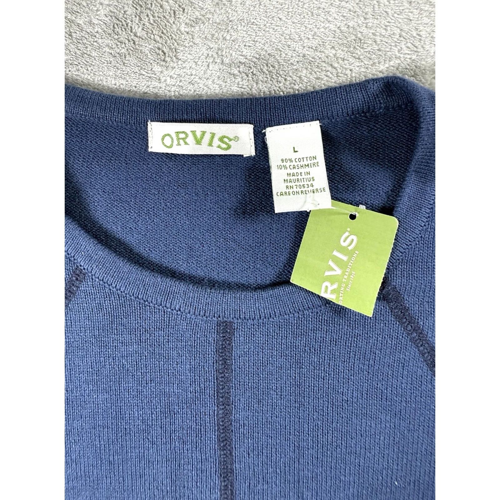Orvis ORVIS Womens Pullover Sweater L Navy Blue Cashmere Blend Hike Camp Size L / US 10 / IT 46 - 3 Thumbnail