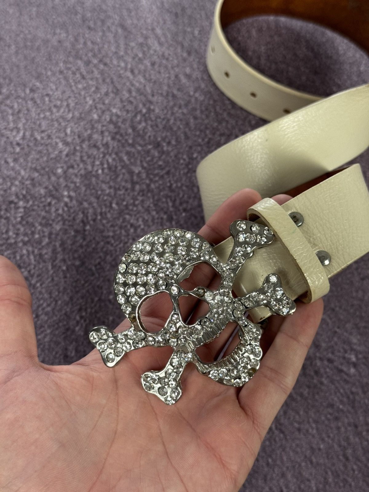 Other Y2k Drip Skeleton Skull Rhinestones Leather Avant Garde Belt Size ONE SIZE - 6 Thumbnail