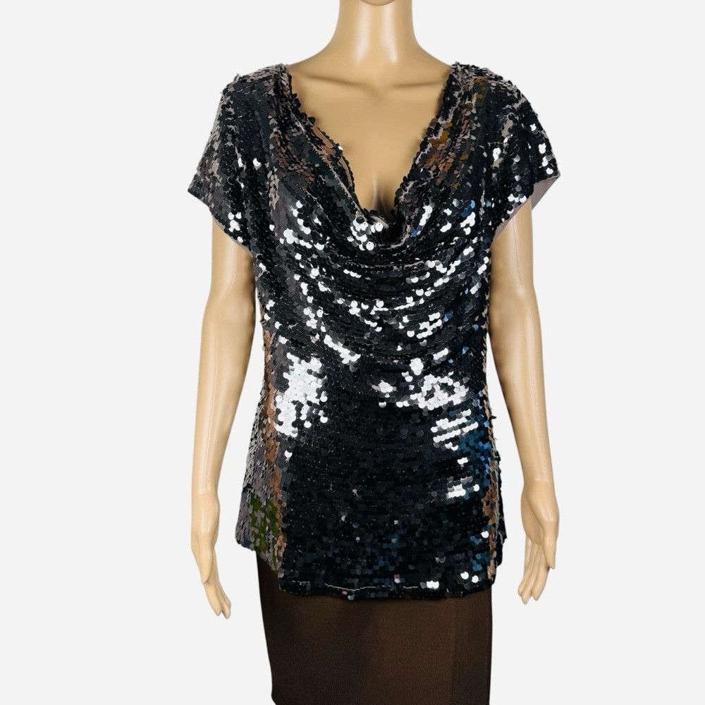 I.N.C NWT New INC INTERNATIONAL CONCEPTS Silver Sequin Cowl Neck Size XL / US 12-14 / IT 48-50 - 2 Thumbnail