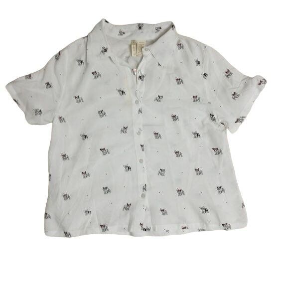 Other White Button-Up Shirt With French Bulldog Print Size S / US 4 / IT 40 - 1 Thumbnail