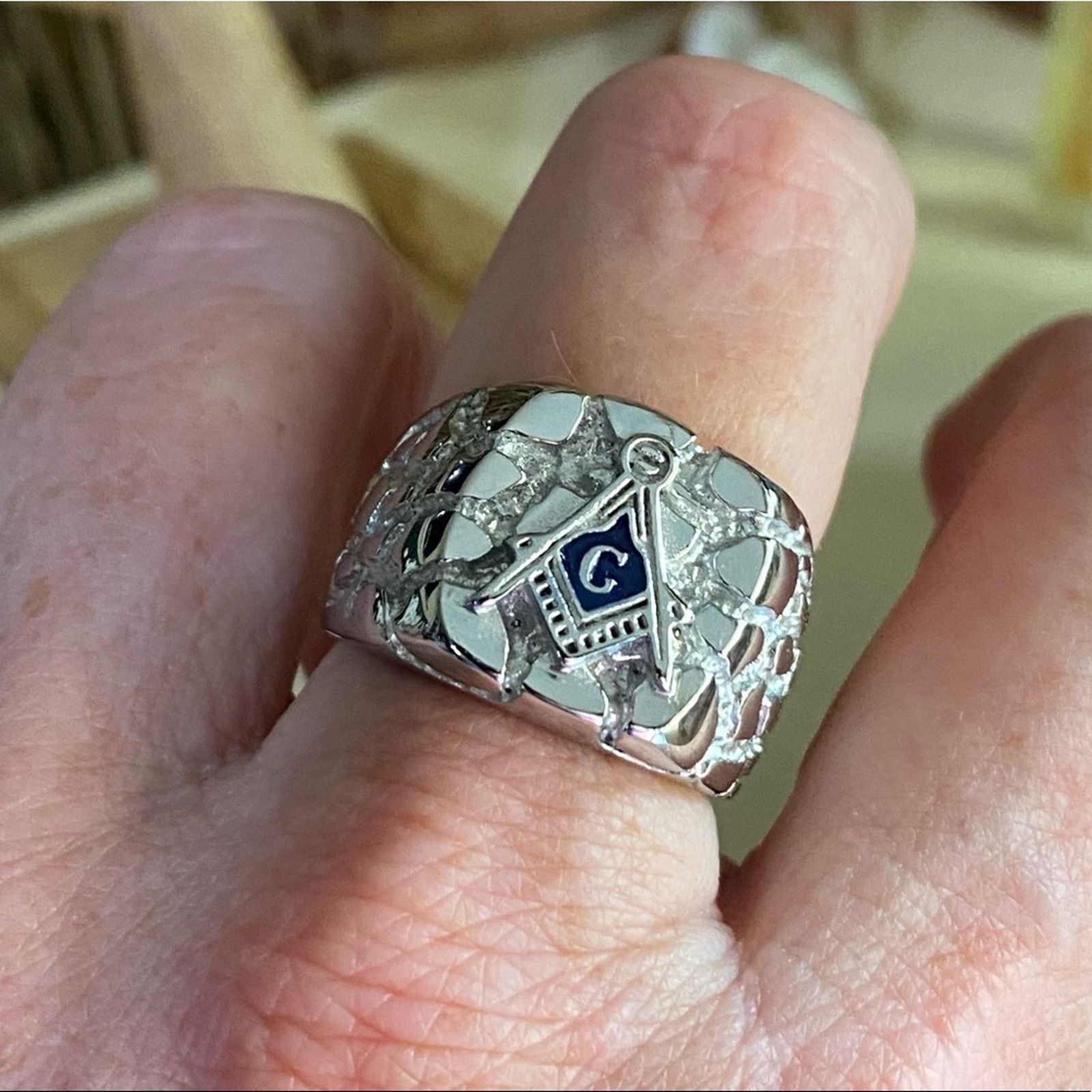 The Unbranded Brand Men's Stainless Steel Masonic Nugget Ring Size ONE SIZE - 3 Thumbnail
