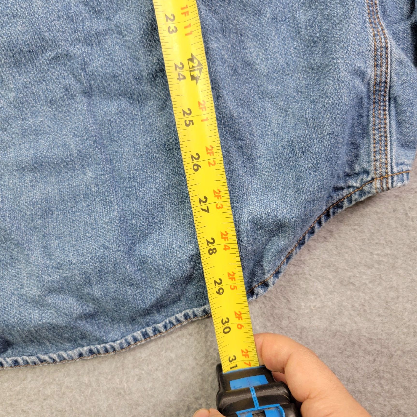 Wrangler Wrangler Riggs Workwear Shirt Mens Large Blue Denim Long Sleeve Button Front Size US L / EU 52-54 / 3 - 5 Thumbnail