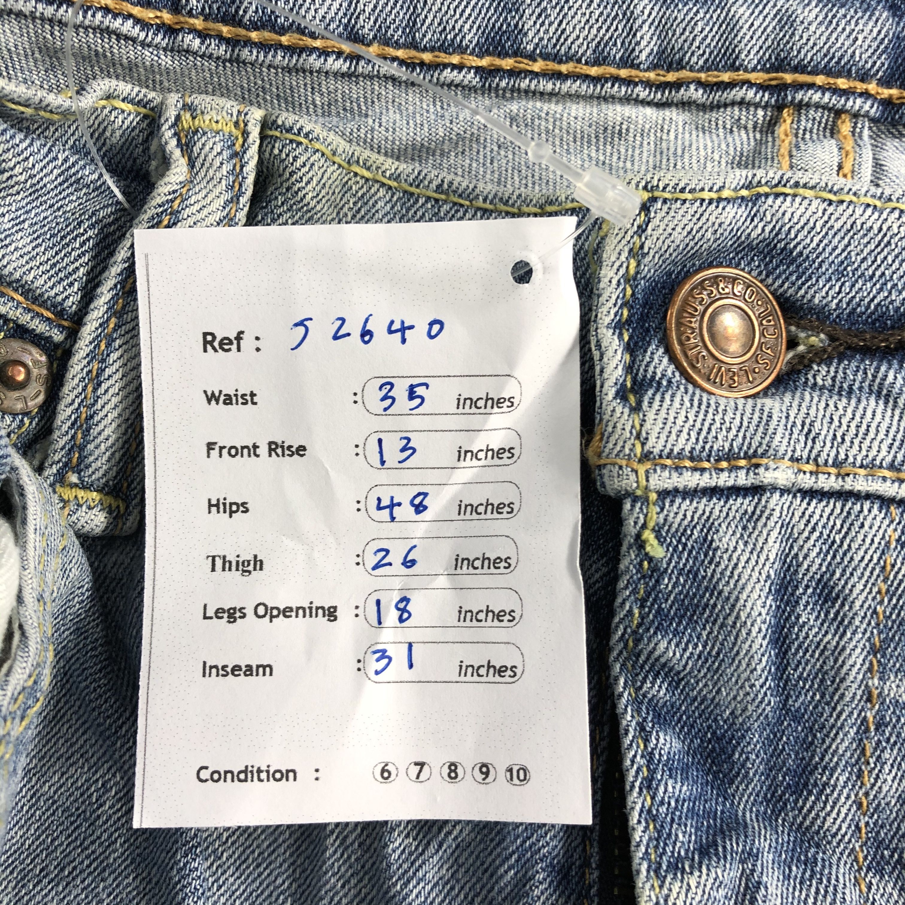 Levi's 90s Vintage Blue Wash Levis 505 Jeans-J2640 Size US 35 - 12 Thumbnail