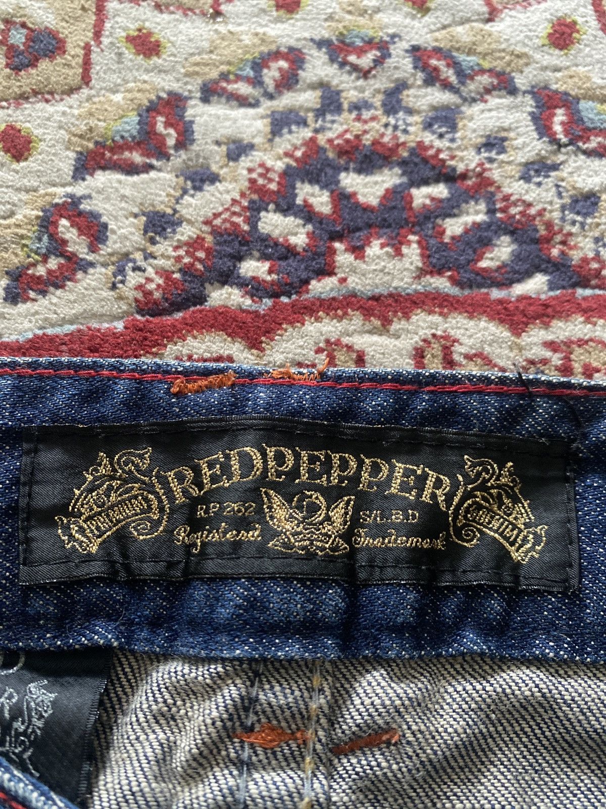 Ed Hardy × In The Attic Red Pepper Embroidered Pocket Flared Denim Jeans Size US 27 - 11 Thumbnail