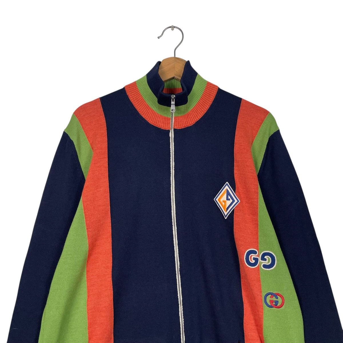 Gucci Gucci Logo-Appliquéd Striped Wool Zip-Up Sweater Jacket Size US L / EU 52-54 / 3 - 2 Thumbnail