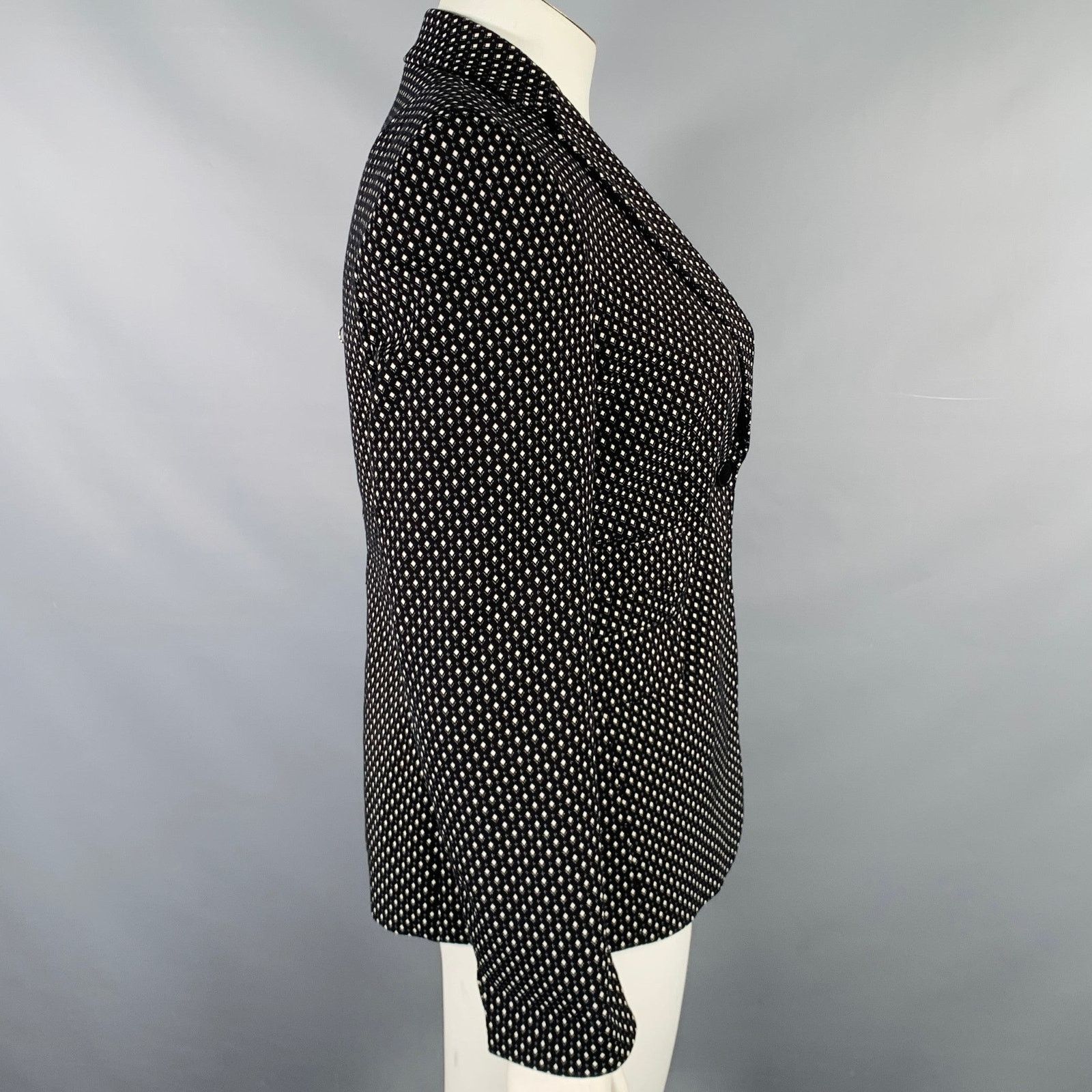 Akris AKRIS Size 10 Black White Cotton Blend Geometric Blazer Size L / US 10 / IT 46 - 3 Thumbnail