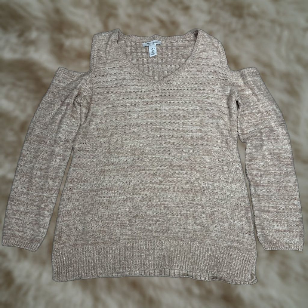 White House Black Market White House Black Market Sweater Beige M Women Cold Shoulder Knit Pullover XS? Size M / US 6-8 / IT 42-44 - 1 Thumbnail