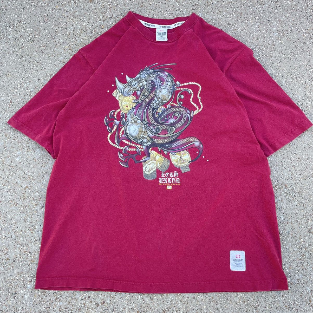 Ecko Unltd. Vintage Y2k Ecko Unltd Dragon Gold Chain Tee XXL Size US XXL / EU 58 / 5 - 1 Thumbnail