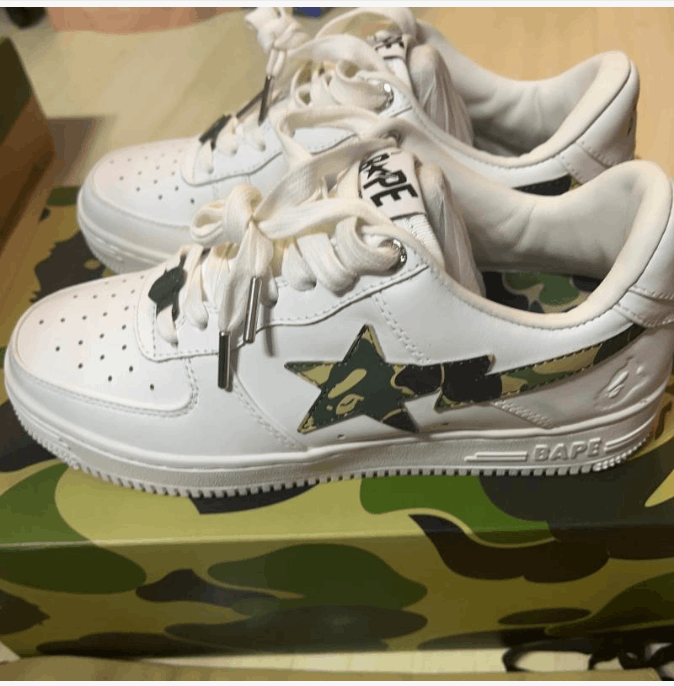 Bape A Bathing Ape Bapesta Low White Camo Star Sneakers Size US 7 / EU 40 - 1 Thumbnail