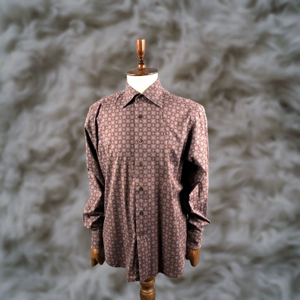 Etro ETRO Milano Shirt Men's Size 43 Brown Cotton Blend Patterned Size US XL / EU 56 / 4 - 1 Thumbnail