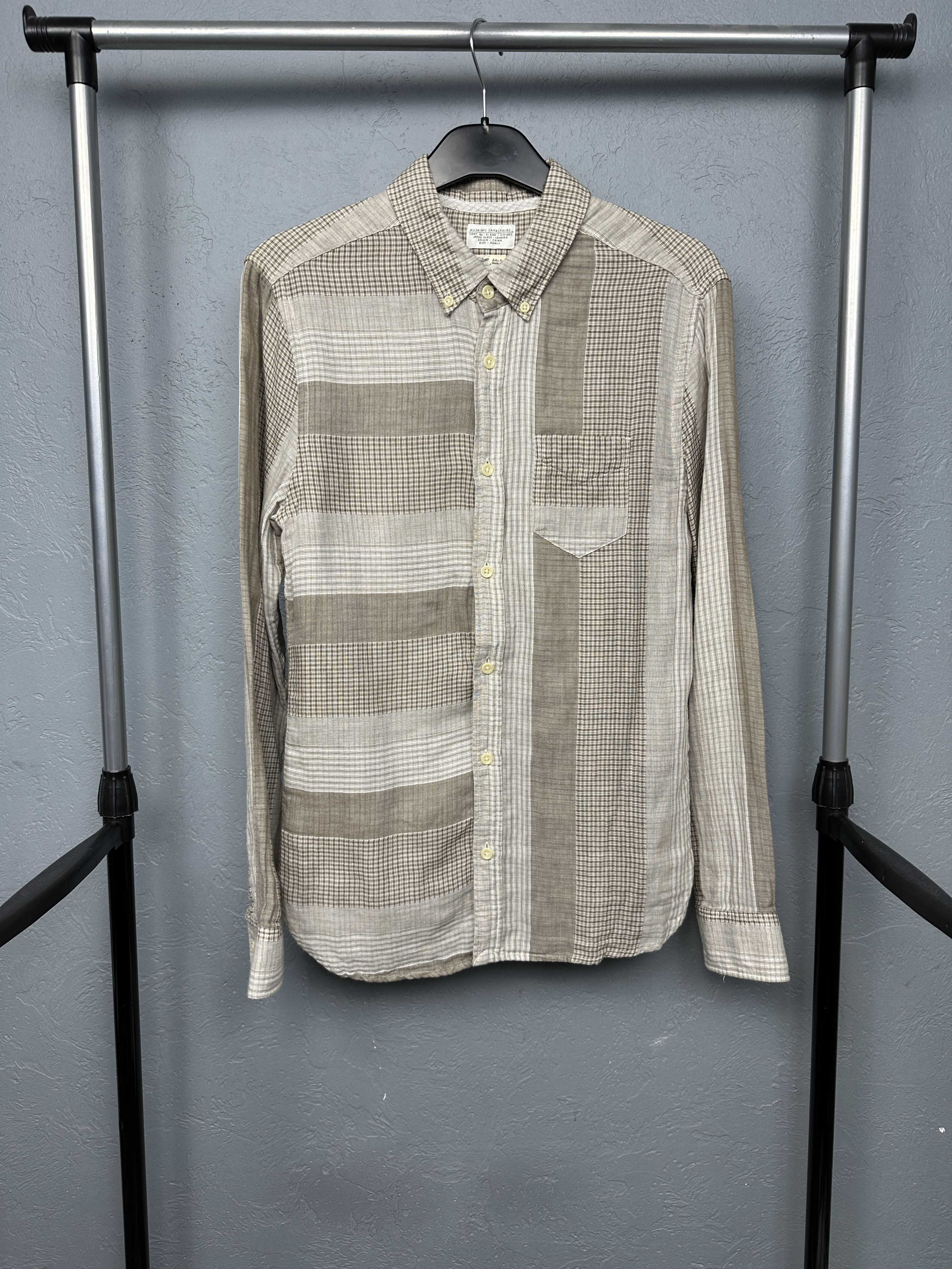 Allsaints Allsaints Stuyvesant Mens Long Sleeve Patchwork Shirt Size US S / EU 44-46 / 1 - 1 Thumbnail